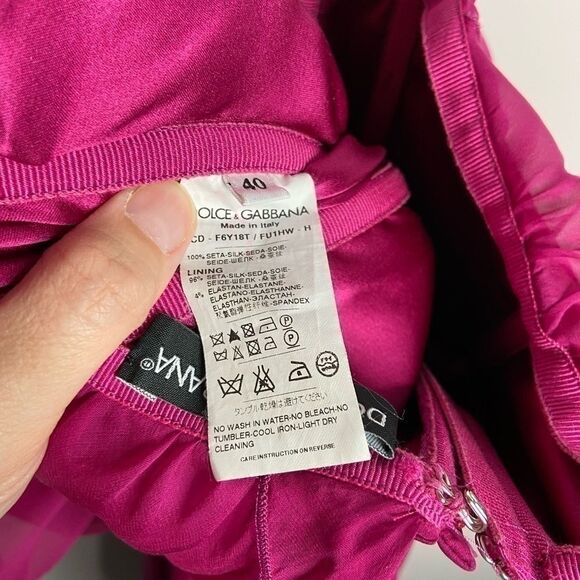 Dolce & Gabbana magenta silk chiffon bustier gathered fit & flare dress size 40 - Picture 14 of 16